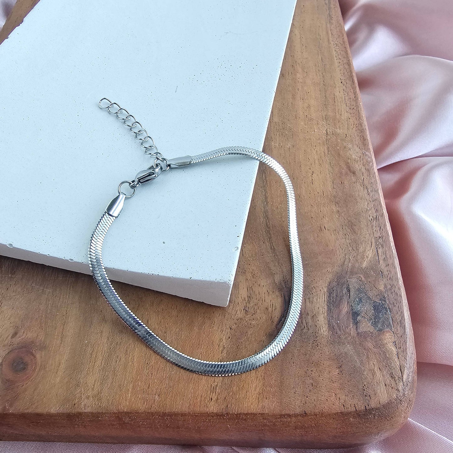Silver Herringbone Bracelet