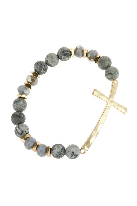 Hammered Cross Bracelet