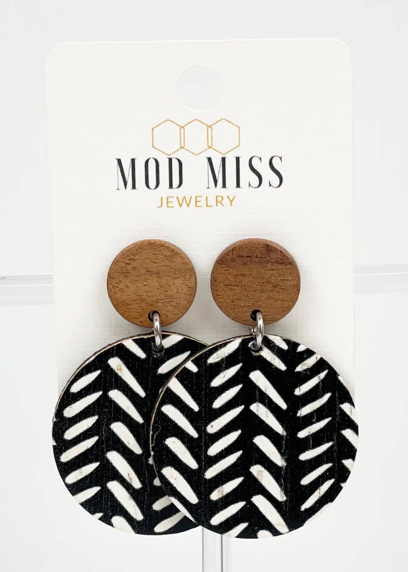 Cork+Leather Round Earring