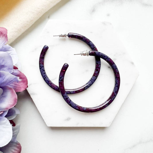 Fenna & Fei - Purple Bloom Hoops 50mm