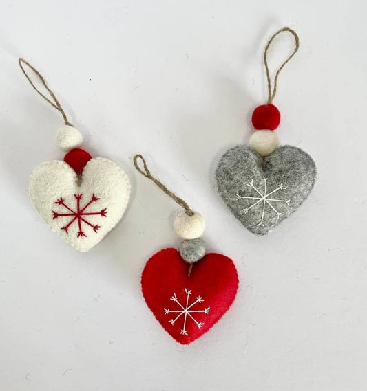 Felt Heart Christmas Ornament