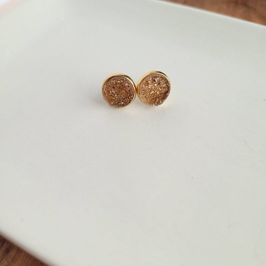 Geode Druzy Studs - Honey